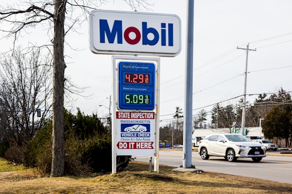 Rising fuel costs at gas station